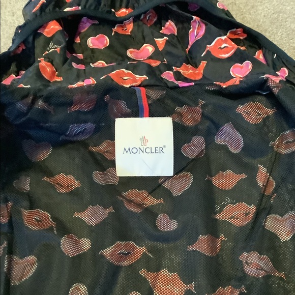 Moncler Lips and Hearts Jacket Black Pink Red Size 2 - Picture 6 of 7